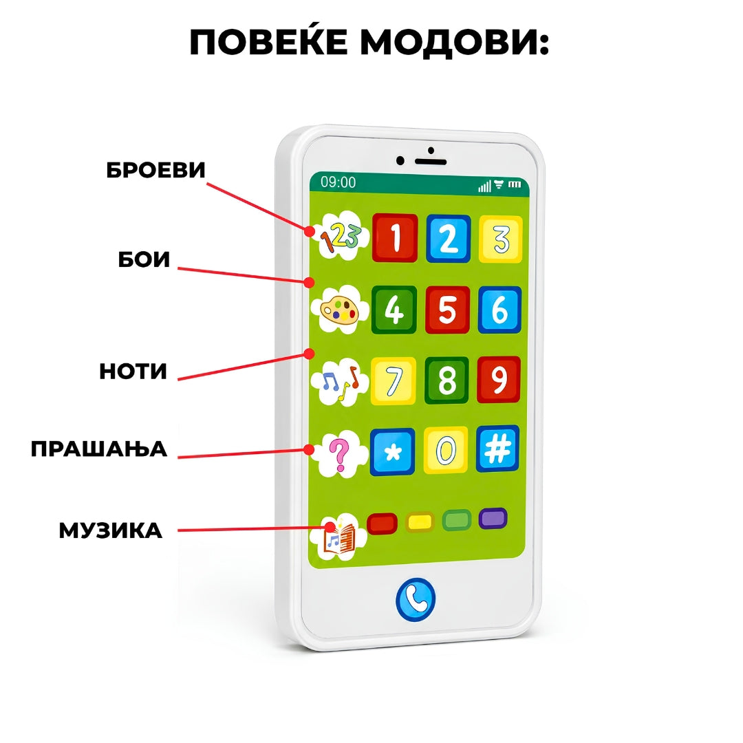 3 во 1 Едукативен Телефон - учење преку забава