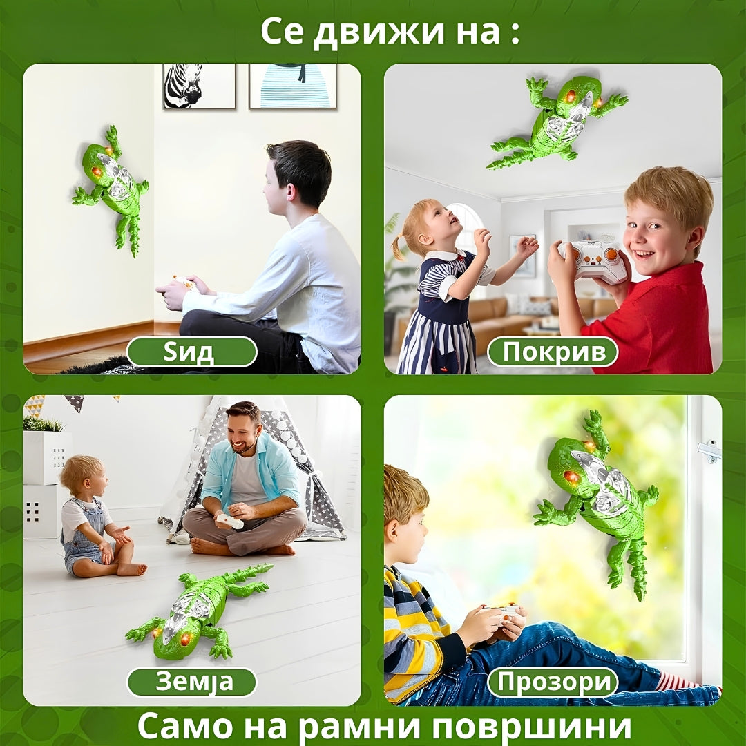 Забавен Гуштер кој оди по ѕид